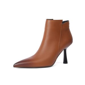 Fashion Boots, Cowhide Ankle Boots, Women's Mid-heel Single-layer Boots | ShopDecimals