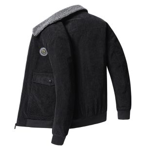 Middle-aged Loose Casual Tooling Multi-pocket Corduroy Cotton-padded Jacket Men | ShopDecimals