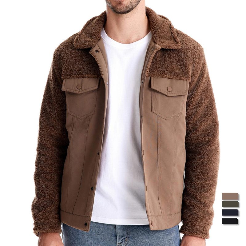 Men's New Jacket Fashion Casual Patchwork Lamb Wool Coat | ShopDecimals