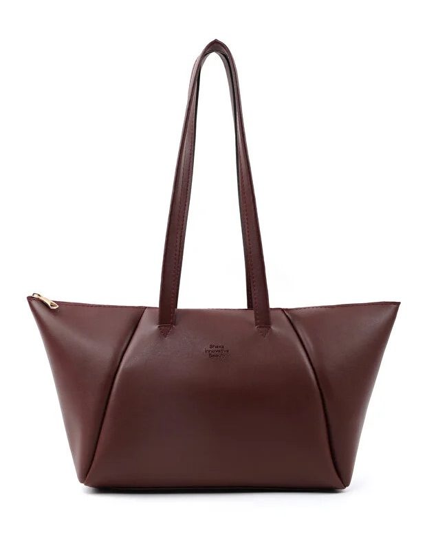 Brown Faux Leather Single Compartment Zipper Hand Shoulder Crossbody Bag