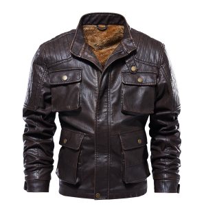 PU men's washed retro men's leather jacket | ShopDecimals