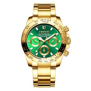 Men's Electroplated Gold Luminous Waterproof Business Watch | ShopDecimals