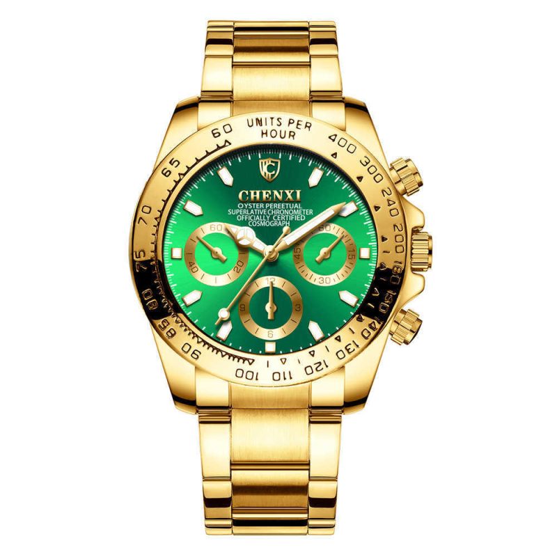 Men's Electroplated Gold Luminous Waterproof Business Watch | ShopDecimals