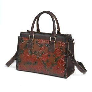 Women's Shoulder Bag In Top-Grain Cowhide With A Versatile Embossed Pattern | ShopDecimals