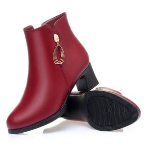 Side Zipper Mid Heel Boots Women | ShopDecimals