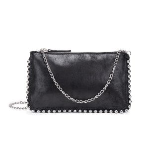 Ladies Bag Beaded Black Small Square Bag Compartment Wallet | ShopDecimals