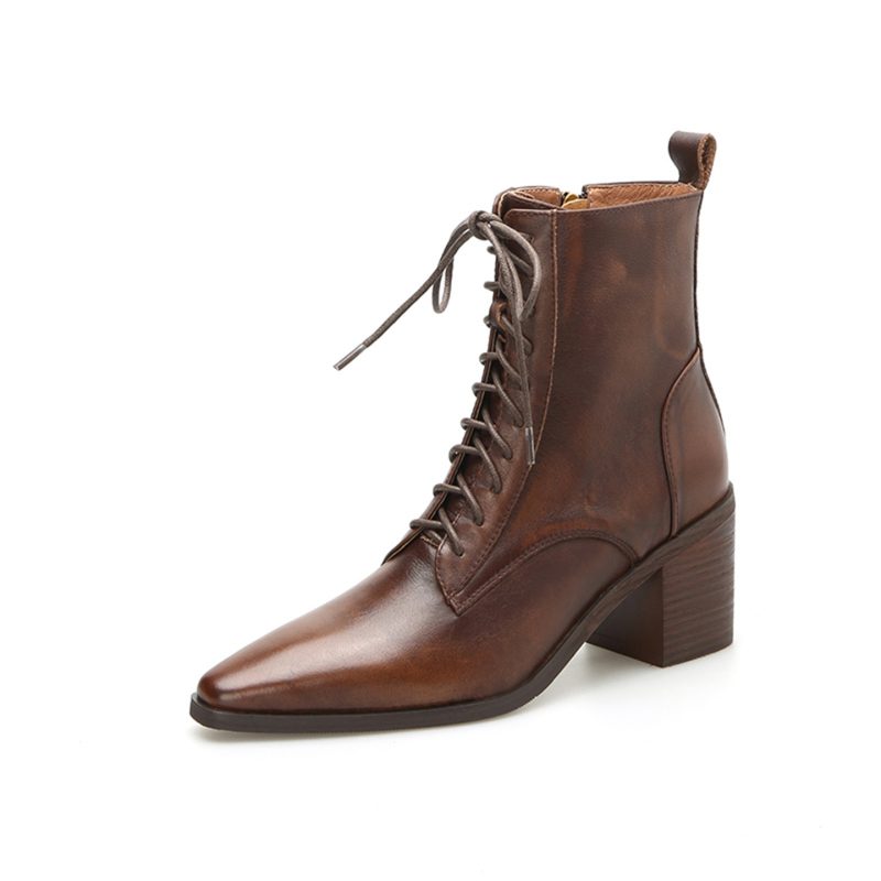 Thick-heel Lace-up Ankle Boots, New Autumn-Winter Women's Martin Boots | ShopDecimals