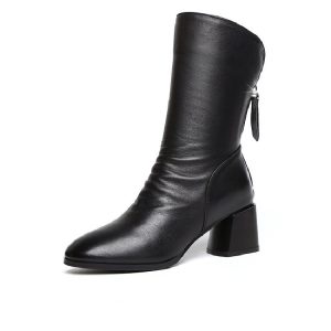Autumn And Winter Women's Pointed Thick Heel And Fleece Martin Boots | Shopdecimals