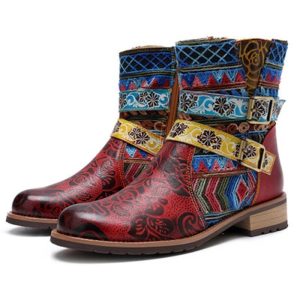 Belt buckle Martin boots women round toe mid-tube boots | ShopDecimals