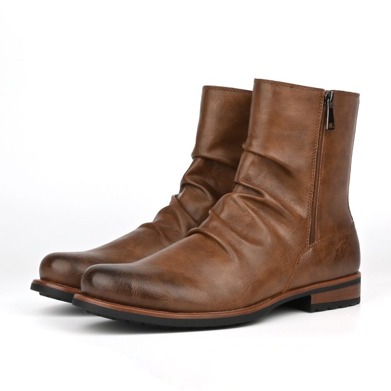 Men's Casual Versatile Solid-color Side-zip Boots | ShopDecimals