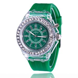 LED Luminous Watches Geneva Women Quartz Watch Women Ladies Silicone Bracelet Watches | ShopDecimals