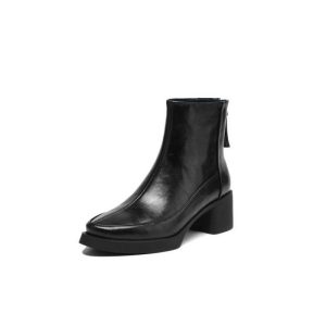 Womens Genuine Leather High-Heel Ankle Boots New Fall Winter Style For Winter Seasons