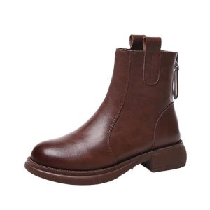 Women's Flat-Heeled Fleece-Lined Ankle Boots With Zippers | ShopDecimals