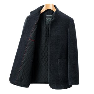 Men's Stand-Up Collar Casual Chenille Wool Jacket Coat | ShopDecimals