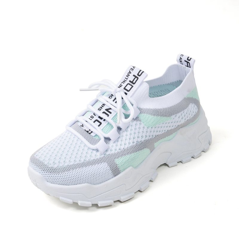 Flyknit Mesh Shoes Women's Breathable Lace-up Sneakers Walking Running Casual Shoes | ShopDecimals