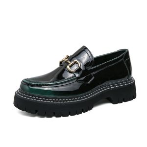 Men's Casual Leather Shoes Men's Round Head British Glossy Surface | ShopDecimals