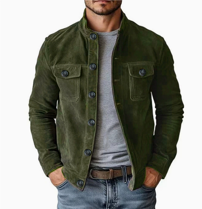 Vintage Single-breasted Jacket Men's Casual Motorcycle Faux Suede Tops | ShopDecimals