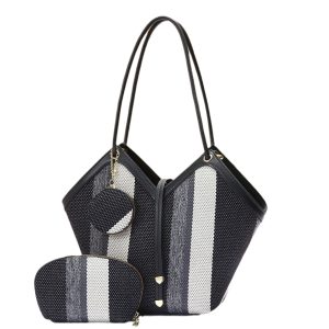 Stylish High-capacity Tote Bag With A Trendy Color-block Design | ShopDecimals