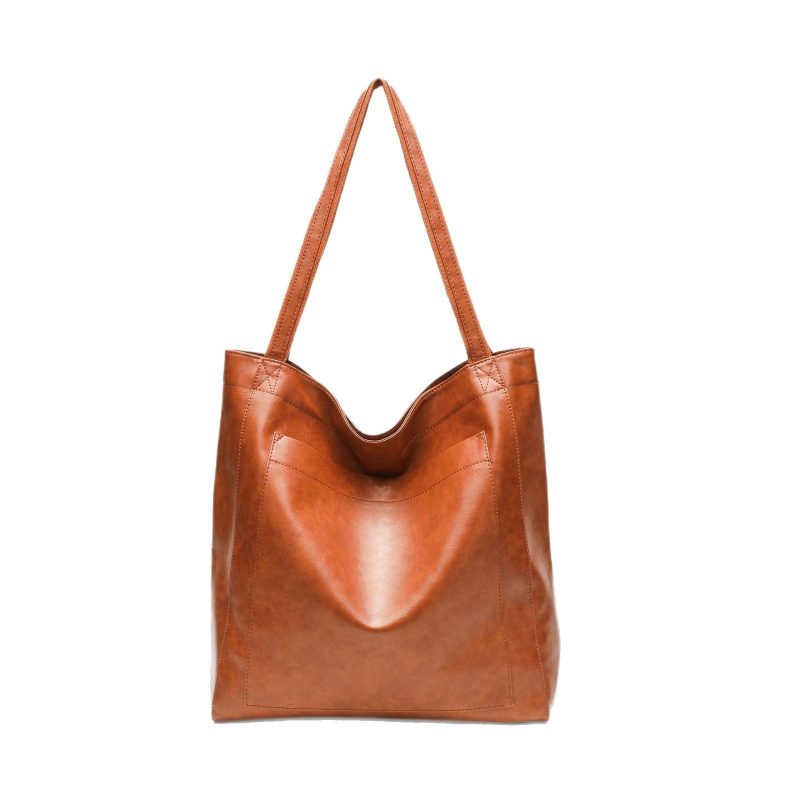 Retro Oil Wax Leather Simple All-Match Fashion Handbag | ShopDecimals